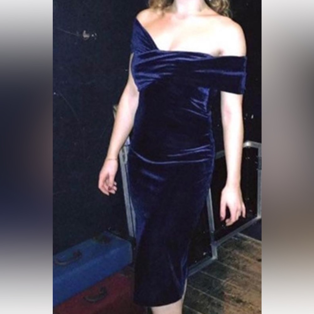 Zara Midnight Blue Strapless Velvet Dress